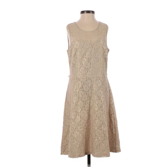 The Limited Gold Lace A-Line Dress Fit & Flare Sleeveless Midi Size 2 Small - Picture 1 of 6